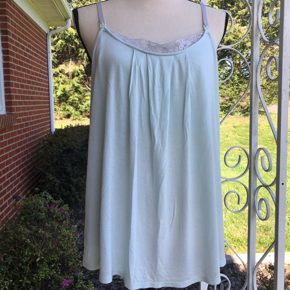Pea in the Pod Lace Trim Nursing Cami ~ Mint Green
